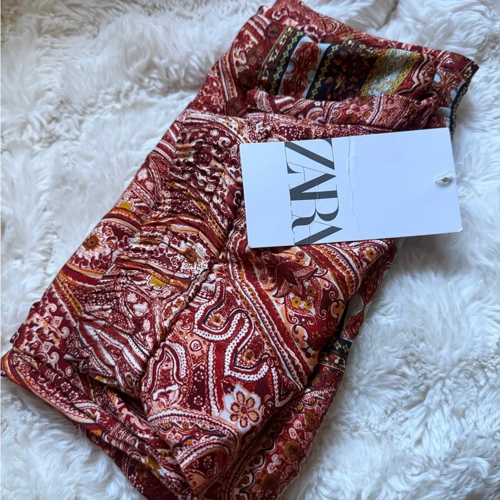 Zara Women's Paisley Pants Rust Multi - Picture 6 of 6